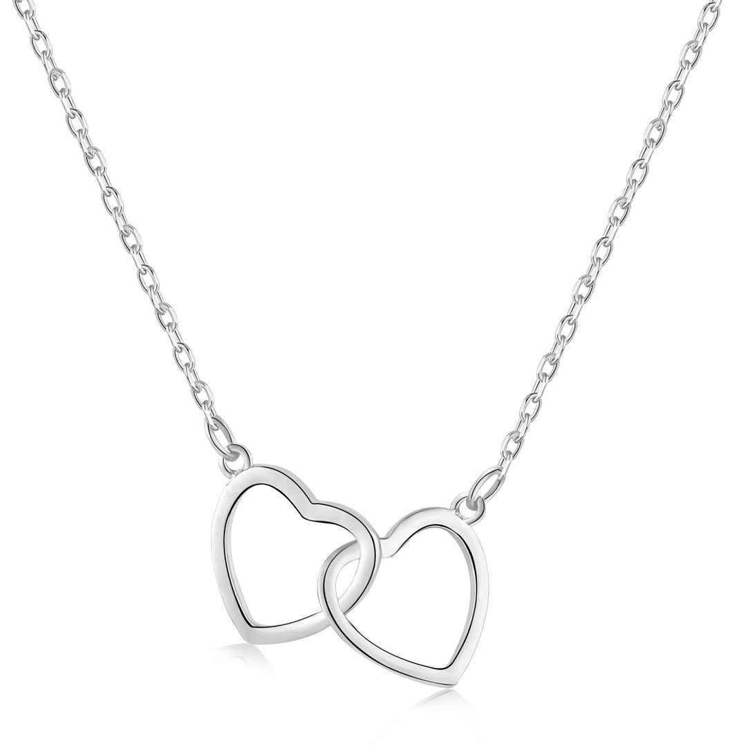 [Luxe Jewelry]Sterling Silver Love Double Ring Necklace