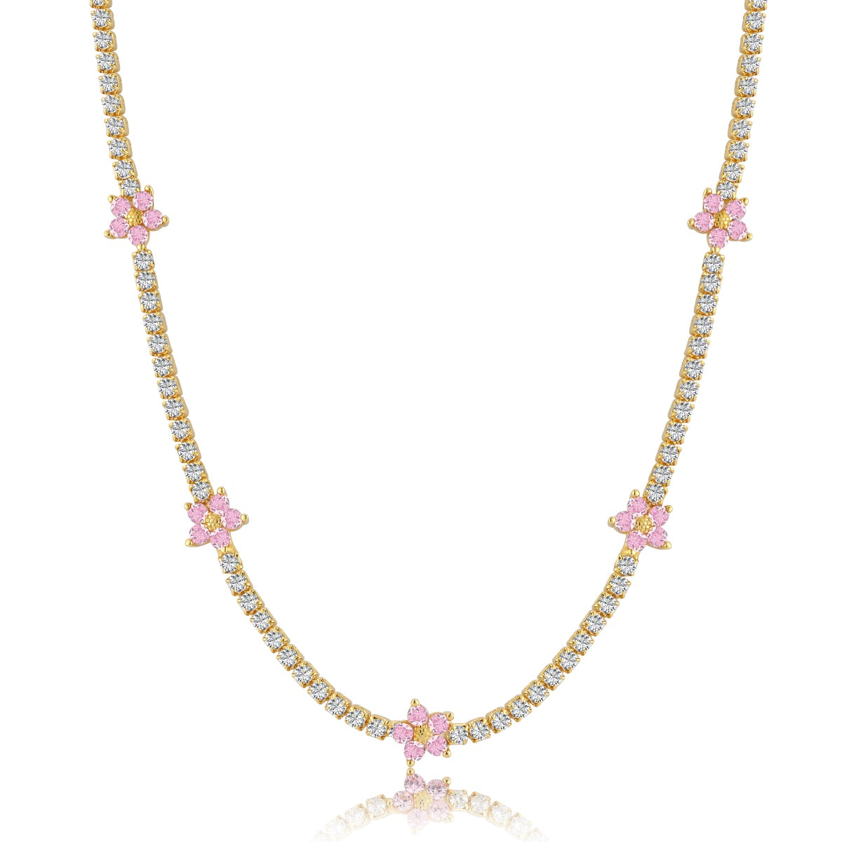 [Luxe Jewelry]Luxurious Colorful Flower Tennis Necklace