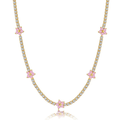 [Luxe Jewelry]Luxurious Colorful Flower Tennis Necklace