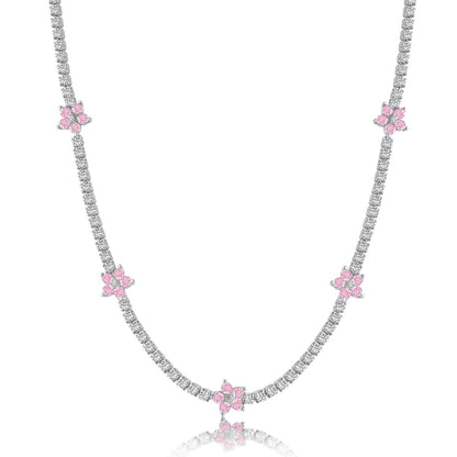 [Luxe Jewelry]Luxurious Colorful Flower Tennis Necklace