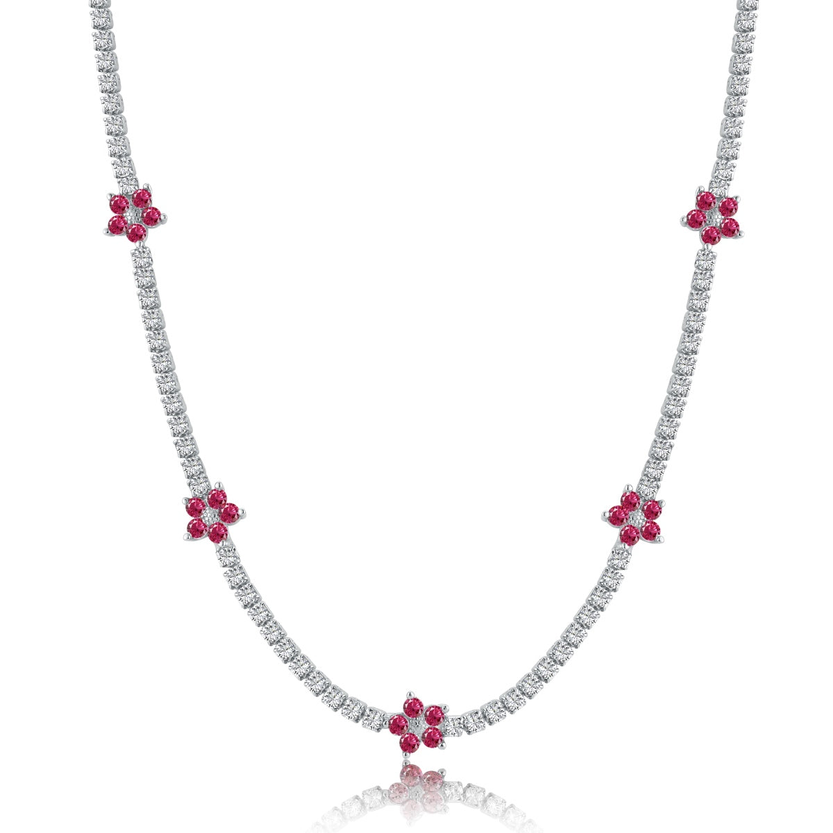 [Luxe Jewelry]Luxurious Colorful Flower Tennis Necklace