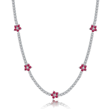 [Luxe Jewelry]Luxurious Colorful Flower Tennis Necklace