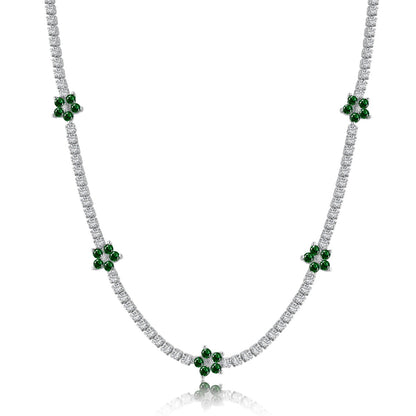 [Luxe Jewelry]Luxurious Colorful Flower Tennis Necklace