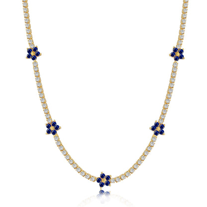 [Luxe Jewelry]Luxurious Colorful Flower Tennis Necklace