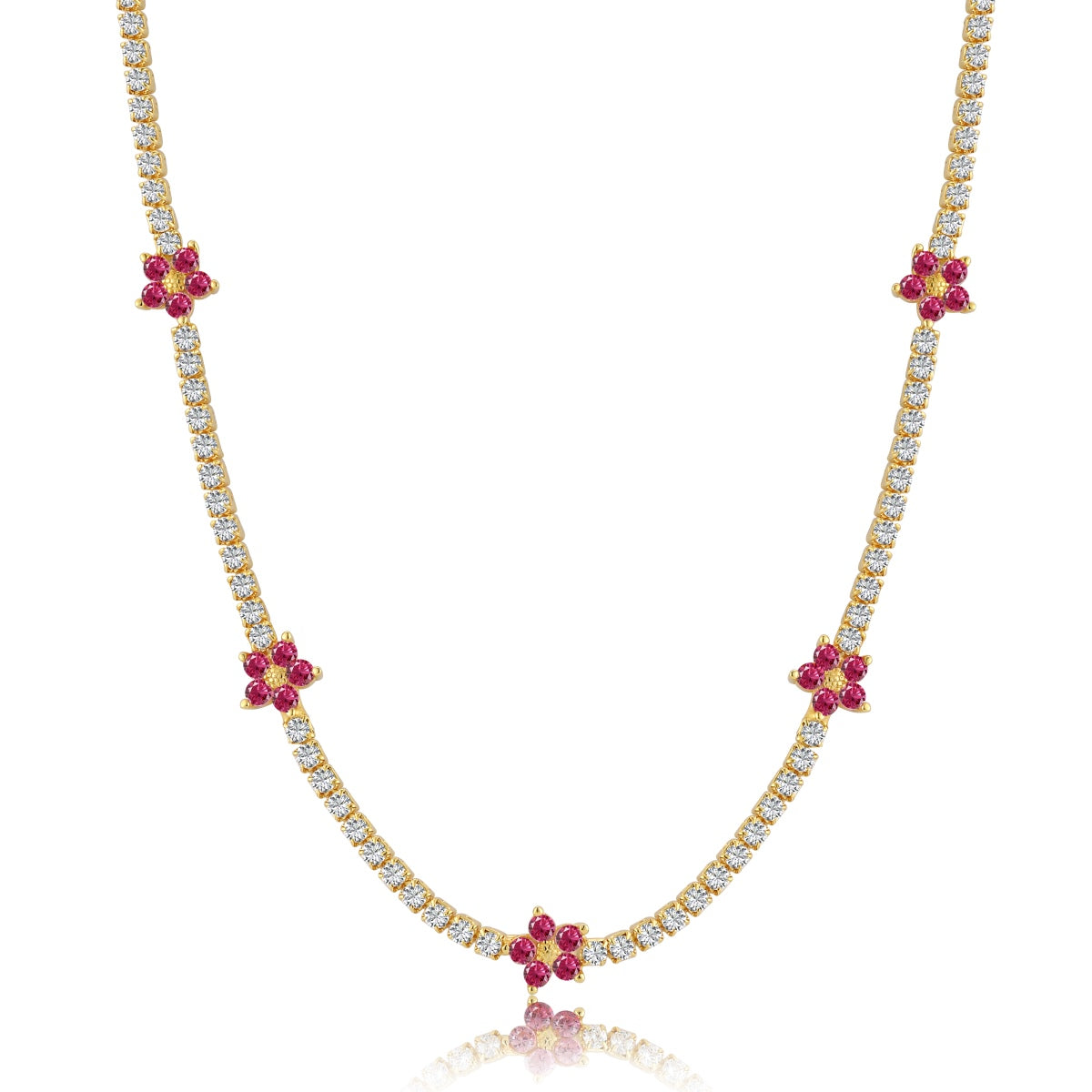 [Luxe Jewelry]Luxurious Colorful Flower Tennis Necklace