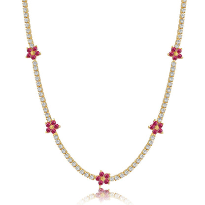 [Luxe Jewelry]Luxurious Colorful Flower Tennis Necklace