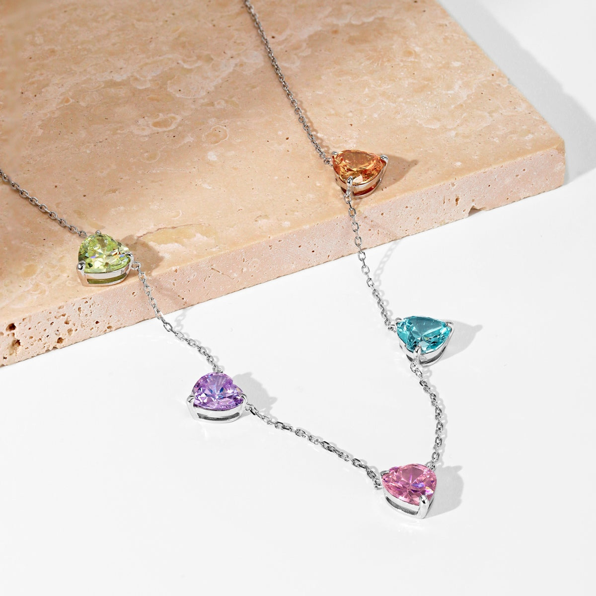 [Luxe Jewelry]Sparkling Colorful Heart Cut Necklace