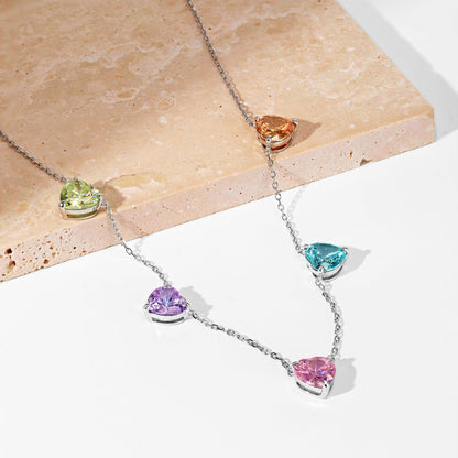 [Luxe Jewelry]Sparkling Colorful Heart Cut Necklace
