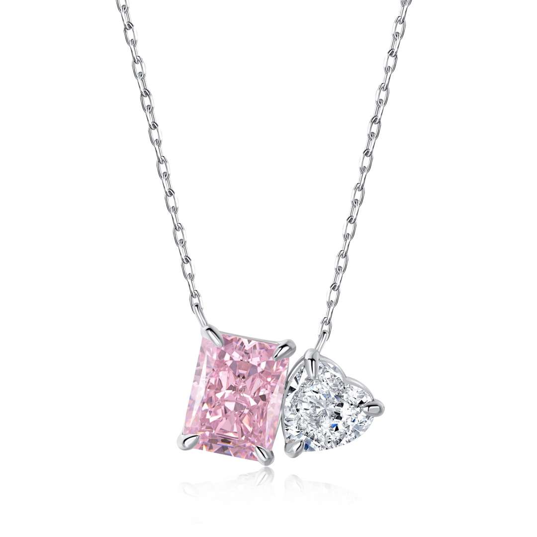 [Luxe Jewelry]Dazzling Square & Heart Shape Necklace