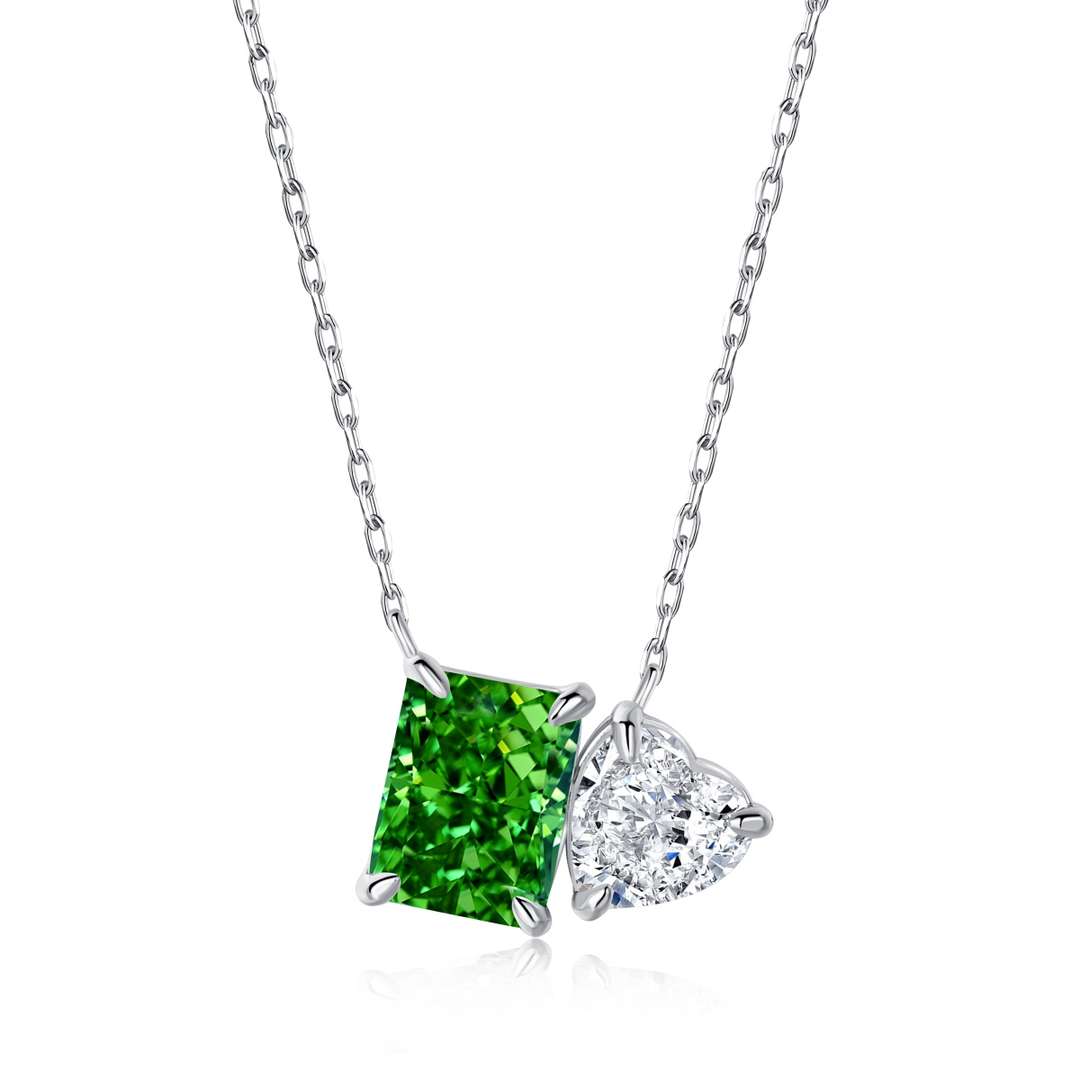 [Luxe Jewelry]Dazzling Square & Heart Shape Necklace