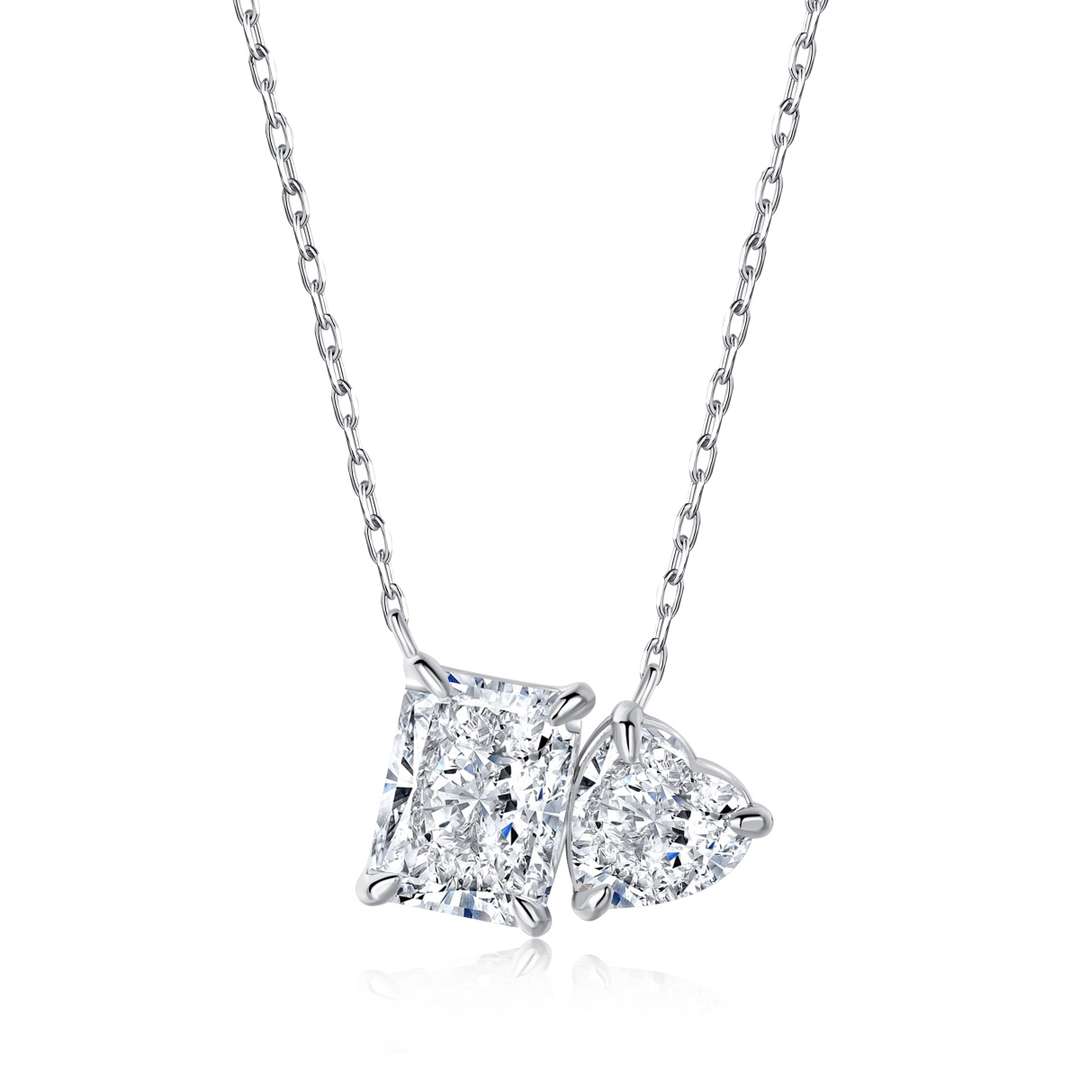 [Luxe Jewelry]Dazzling Square & Heart Shape Necklace