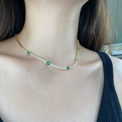 [Luxe Jewelry]Luxurious Colorful Flower Tennis Necklace