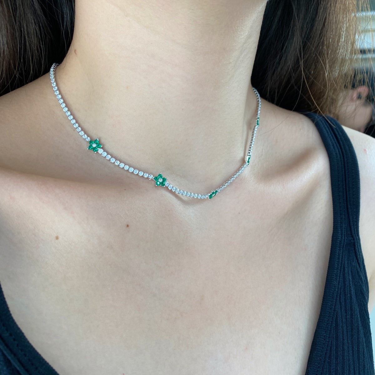 [Luxe Jewelry]Luxurious Colorful Flower Tennis Necklace
