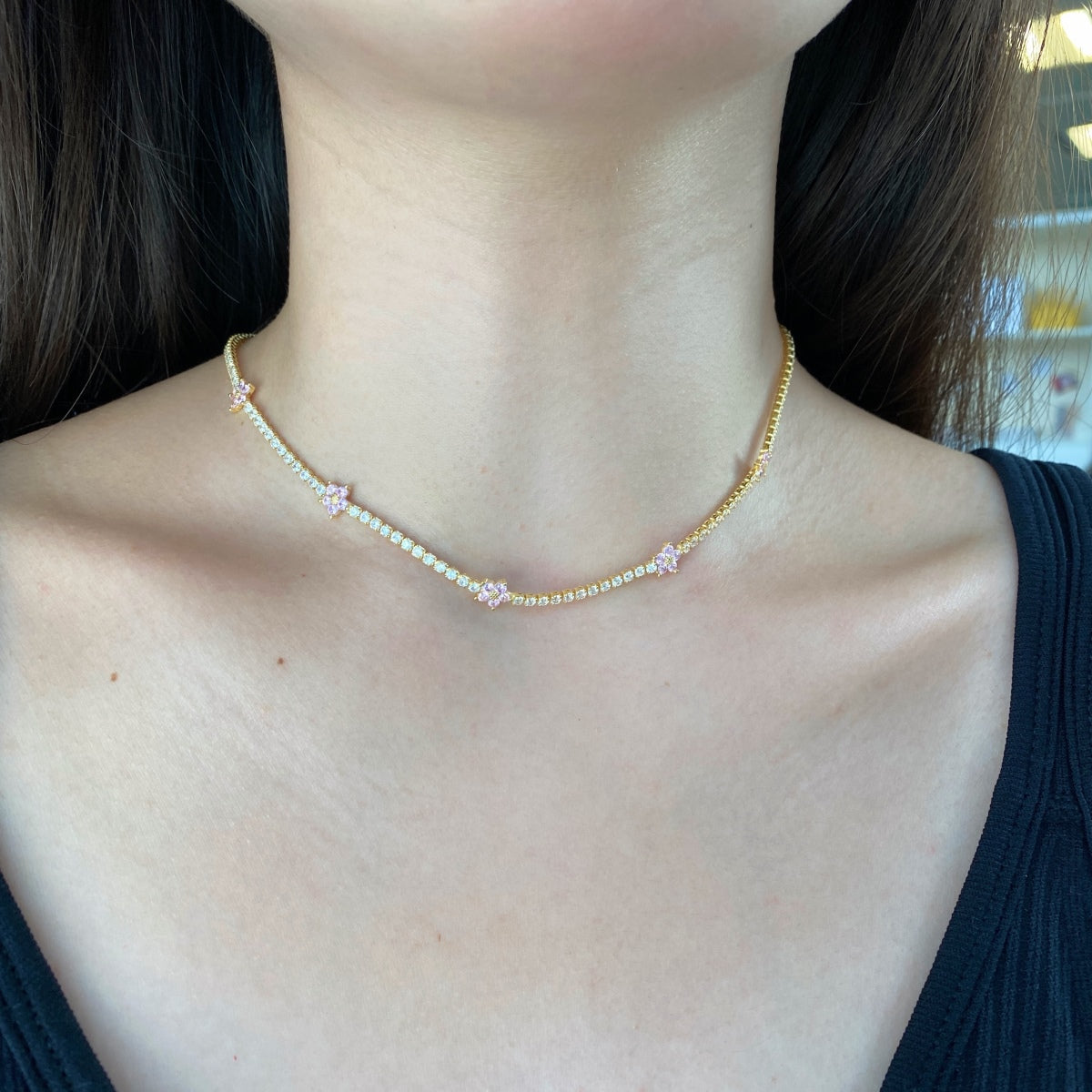 [Luxe Jewelry]Luxurious Colorful Flower Tennis Necklace