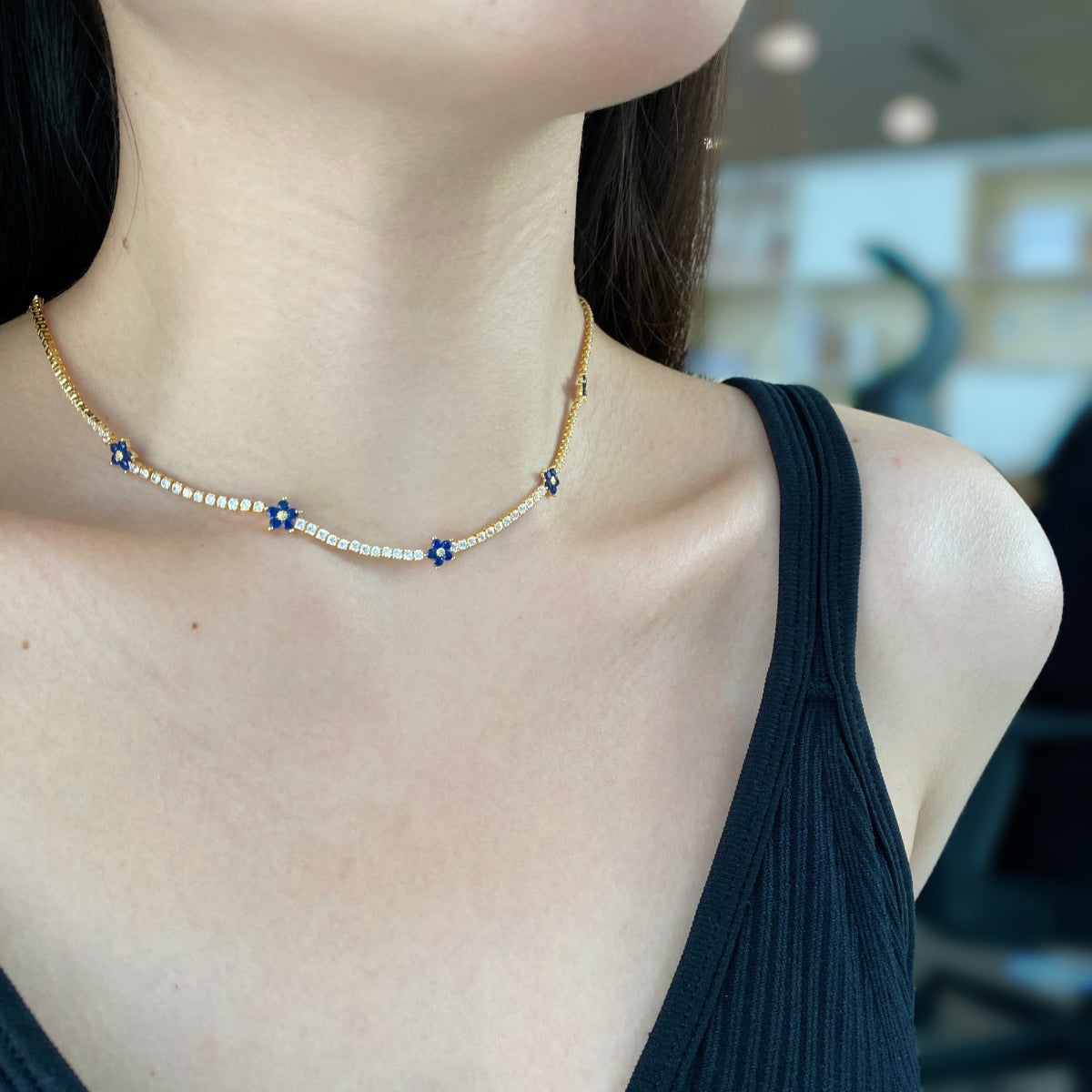 [Luxe Jewelry]Luxurious Colorful Flower Tennis Necklace