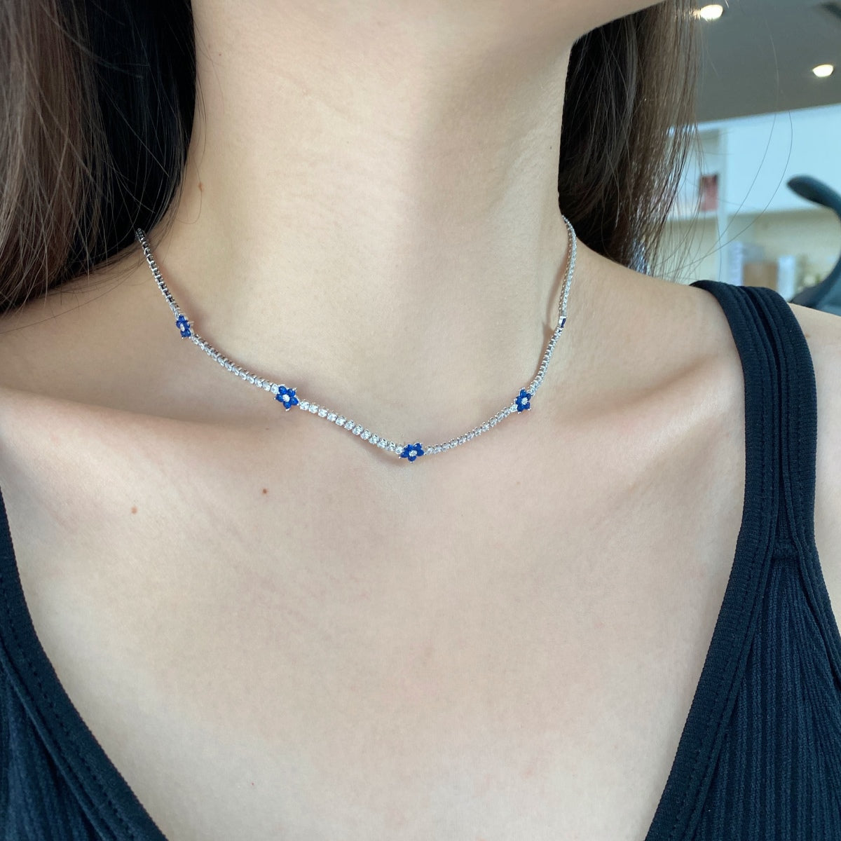 [Luxe Jewelry]Luxurious Colorful Flower Tennis Necklace