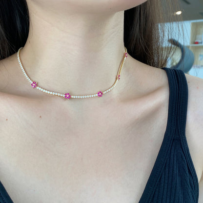 [Luxe Jewelry]Luxurious Colorful Flower Tennis Necklace
