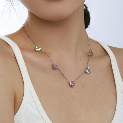 [Luxe Jewelry]Sparkling Colorful Heart Cut Necklace