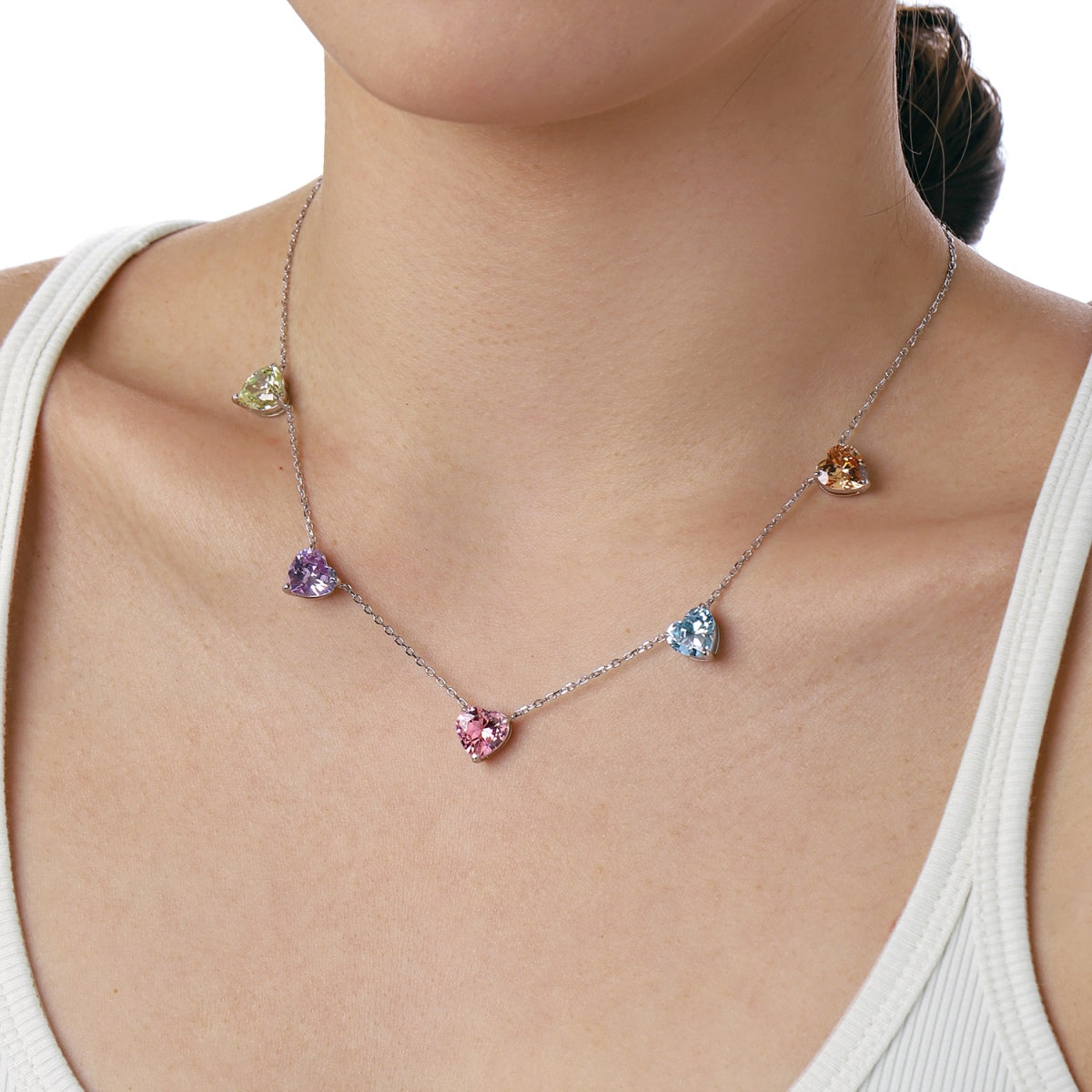 [Luxe Jewelry]Sparkling Colorful Heart Cut Necklace