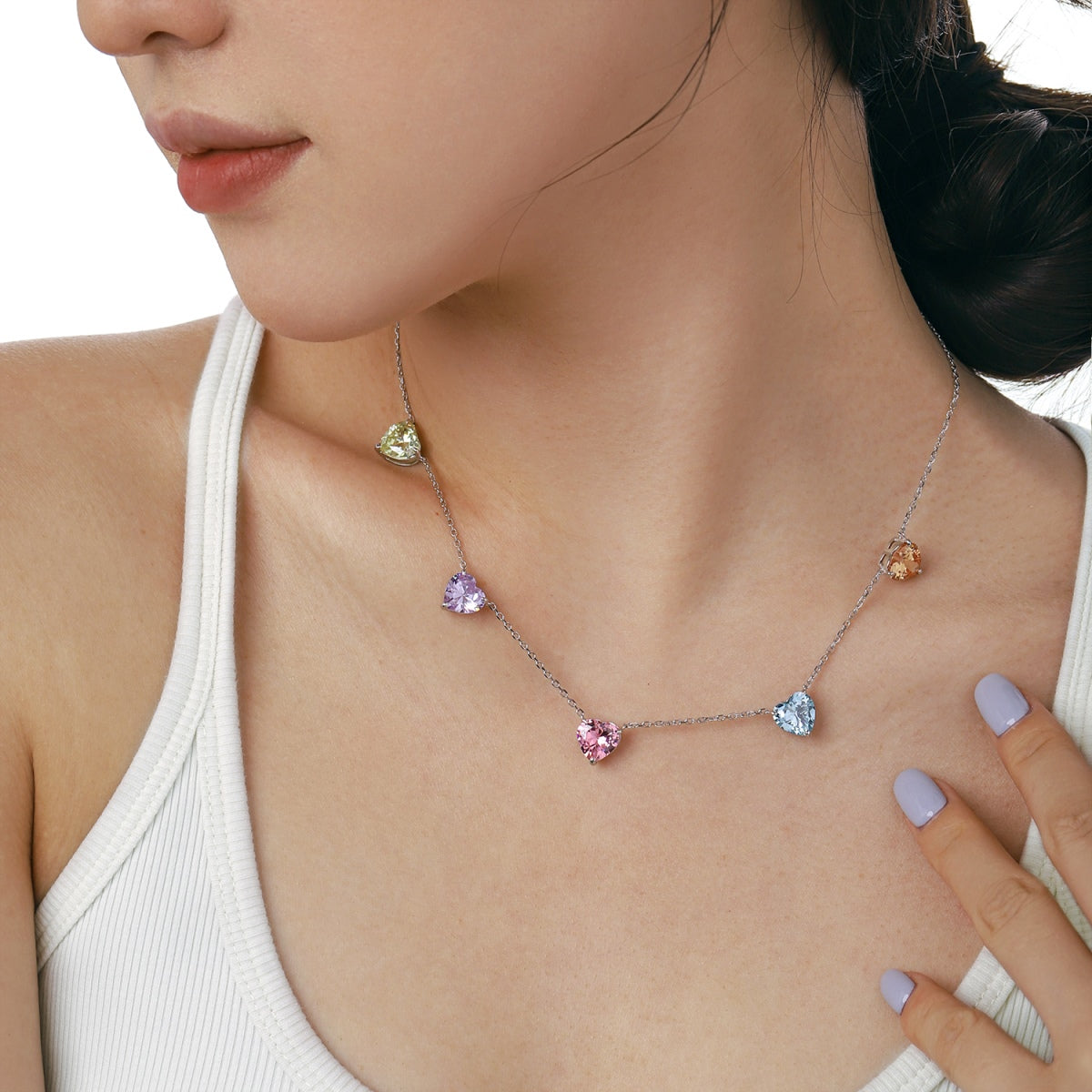 [Luxe Jewelry]Sparkling Colorful Heart Cut Necklace