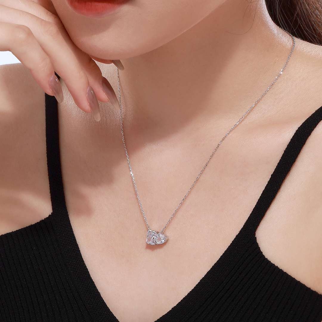 [Luxe Jewelry]Dazzling Square & Heart Shape Necklace