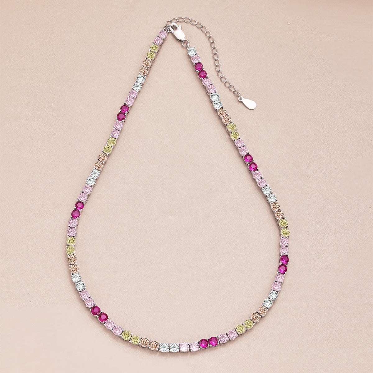 [Luxe Jewelry]Delicate Colorful Tennis Necklace