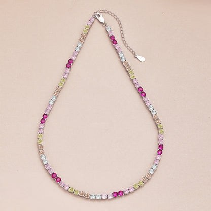[Luxe Jewelry]Delicate Colorful Tennis Necklace