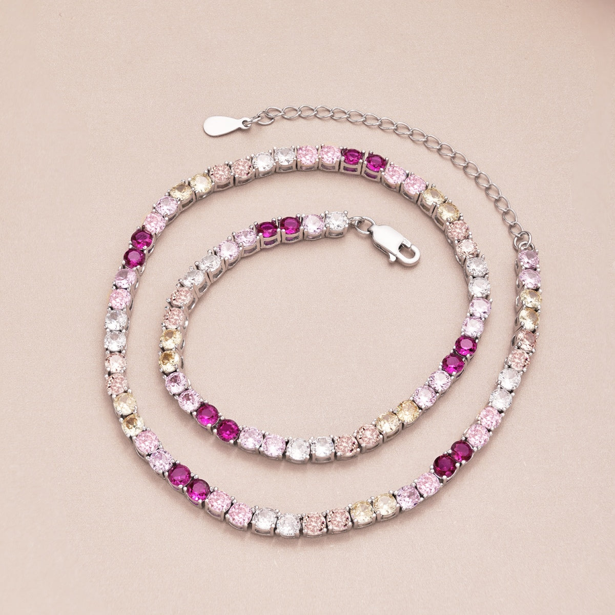 [Luxe Jewelry]Delicate Colorful Tennis Necklace