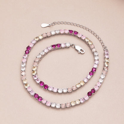 [Luxe Jewelry]Delicate Colorful Tennis Necklace