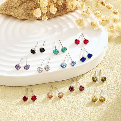 [Luxe Jewelry]Sparkling Colorful Round Shape Earrings