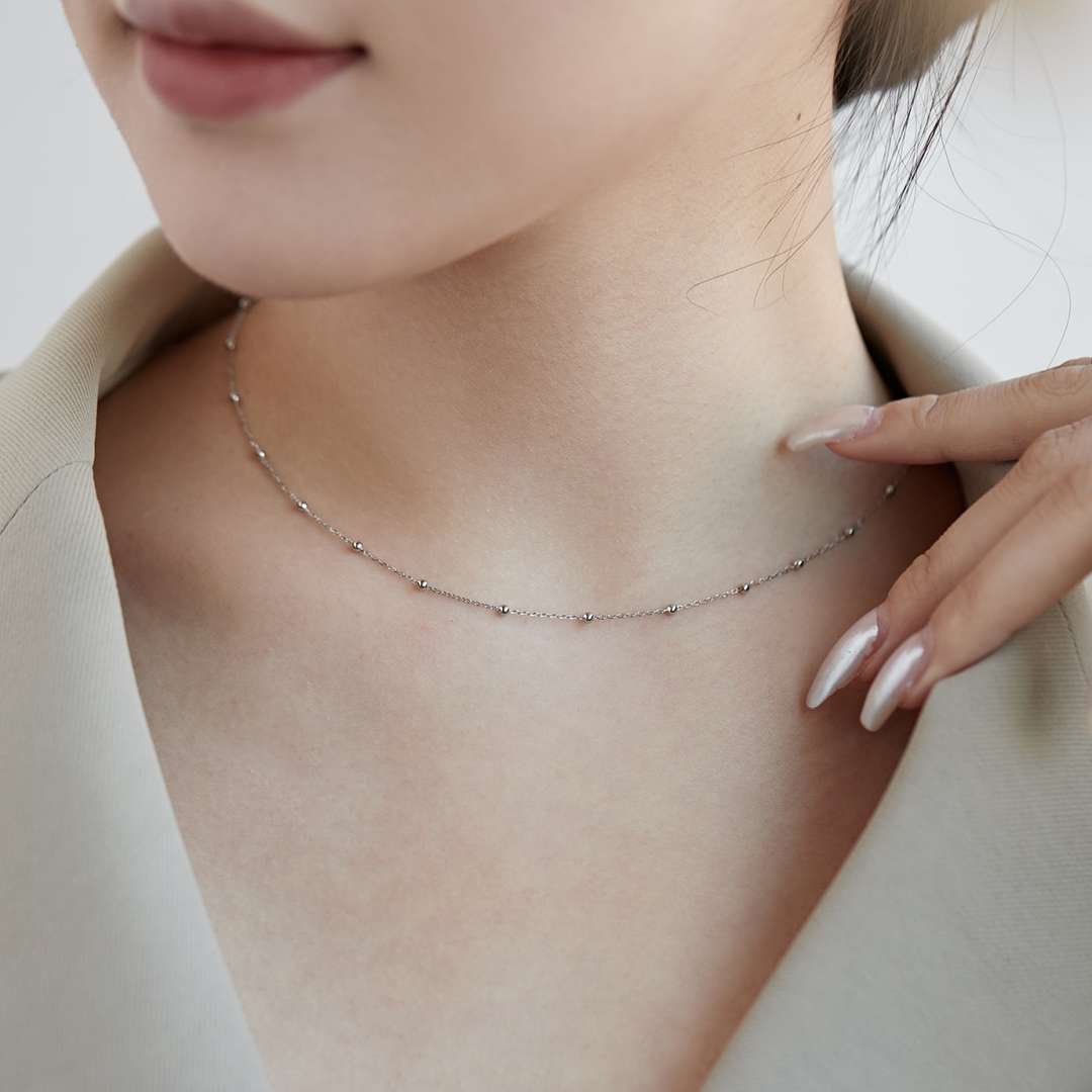 [Luxe Jewelry]Small Bead Clavicle Chain Simple Necklace