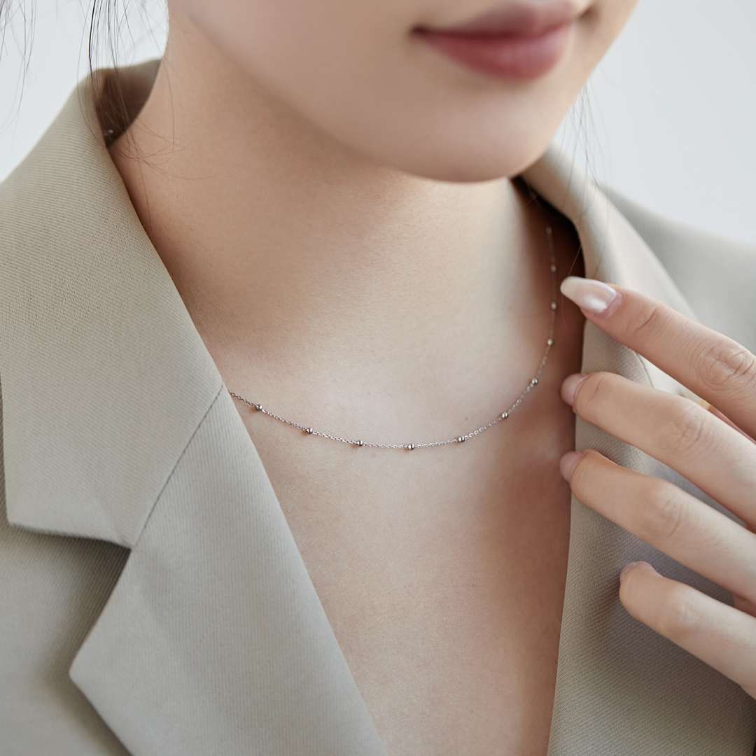 [Luxe Jewelry]Small Bead Clavicle Chain Simple Necklace