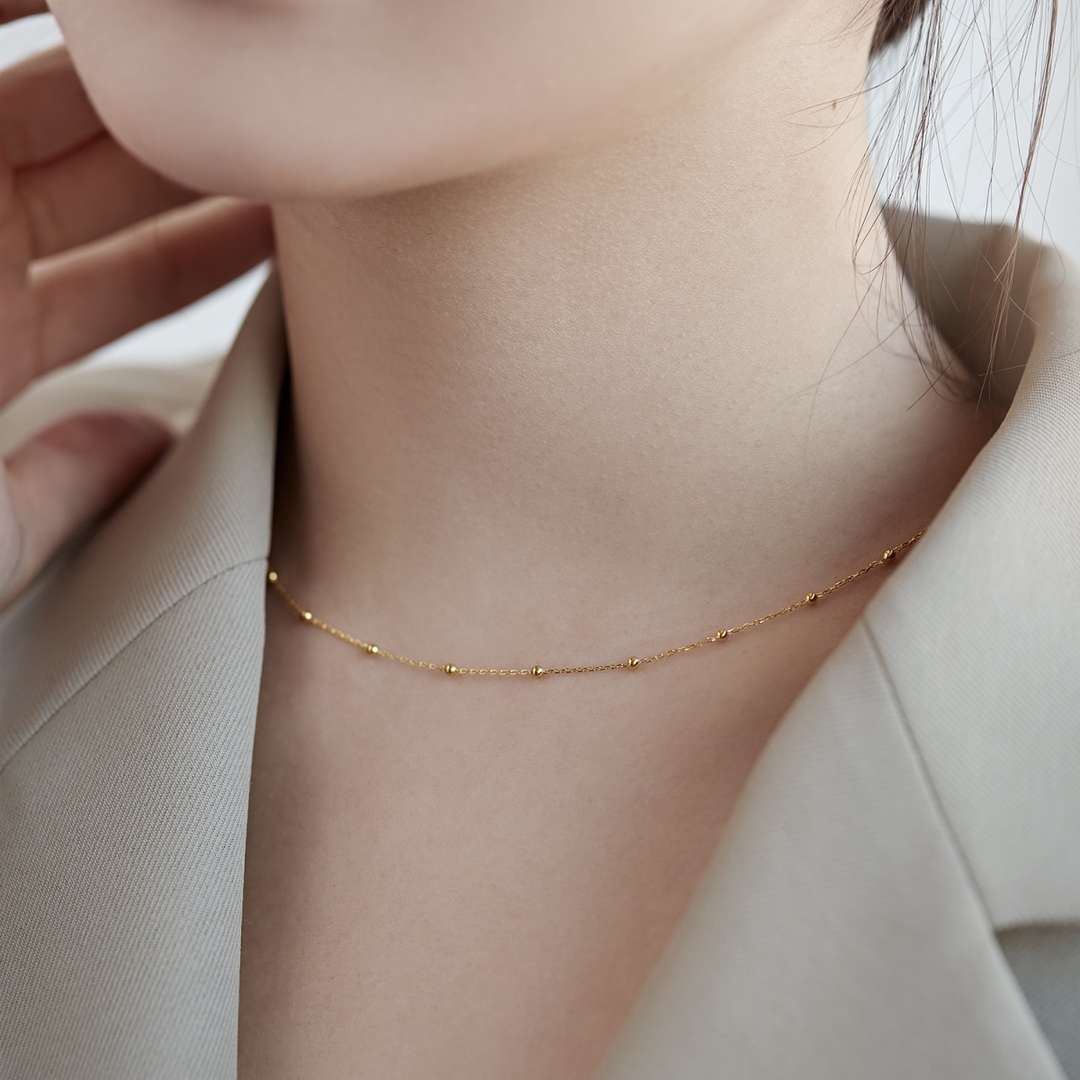 [Luxe Jewelry]Small Bead Clavicle Chain Simple Necklace