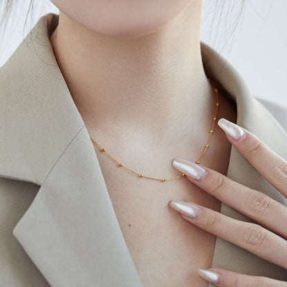 [Luxe Jewelry]Small Bead Clavicle Chain Simple Necklace