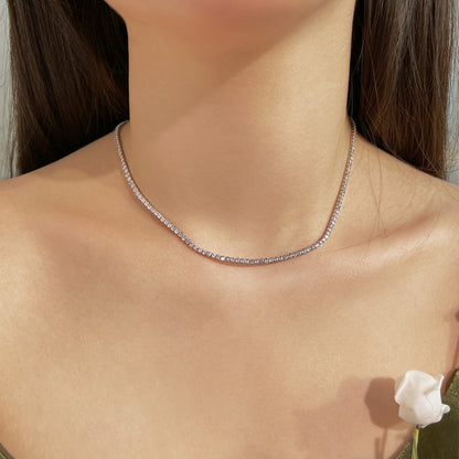[Luxe Jewelry]Delicate Round Shape Tennis Necklace