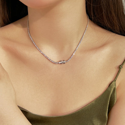 [Luxe Jewelry]Delicate Round Shape Tennis Necklace