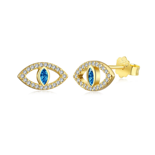 [Luxe Jewelry]Blue Devil Eyes Hollow Stud Earrings