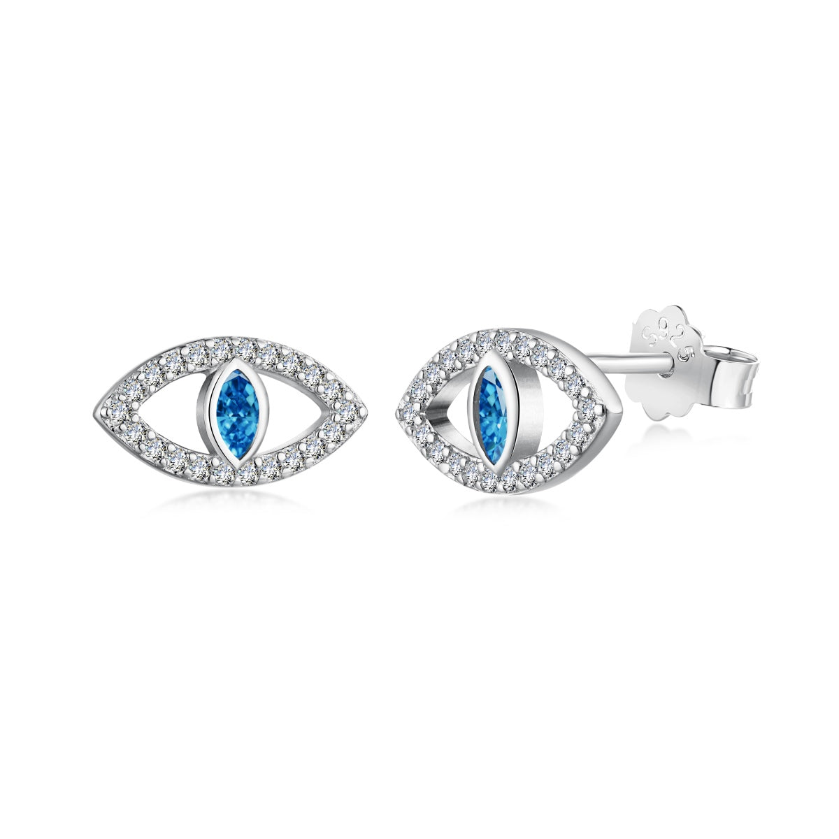 [Luxe Jewelry]Blue Devil Eyes Hollow Stud Earrings