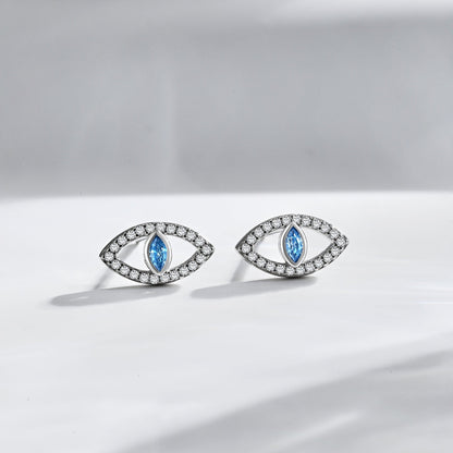 [Luxe Jewelry]Blue Devil Eyes Hollow Stud Earrings