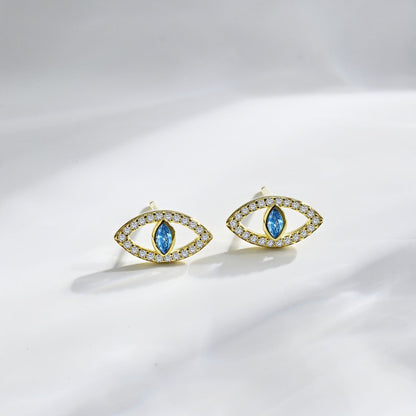 [Luxe Jewelry]Blue Devil Eyes Hollow Stud Earrings