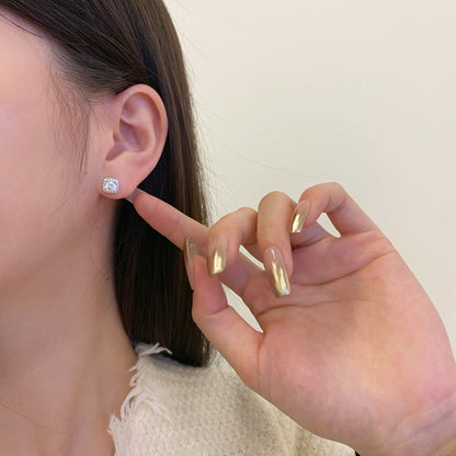 [Luxe Jewelry]Classic Round Center Stone Stud Earrings
