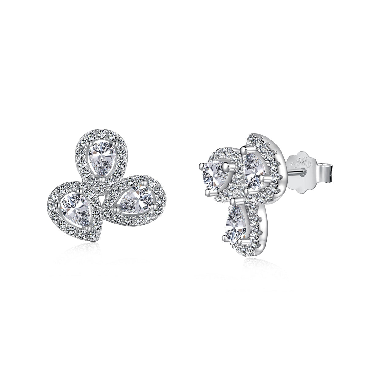 [Luxe Jewelry]Ornate Flower Shape Pear Cut Lover Earrings