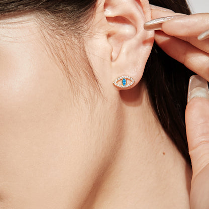 [Luxe Jewelry]Blue Devil Eyes Hollow Stud Earrings