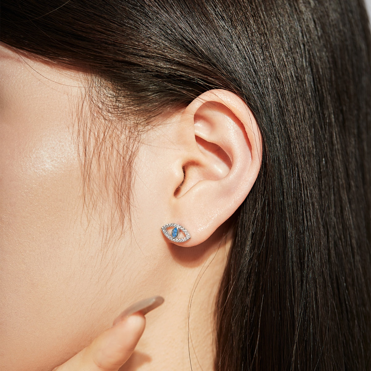 [Luxe Jewelry]Blue Devil Eyes Hollow Stud Earrings