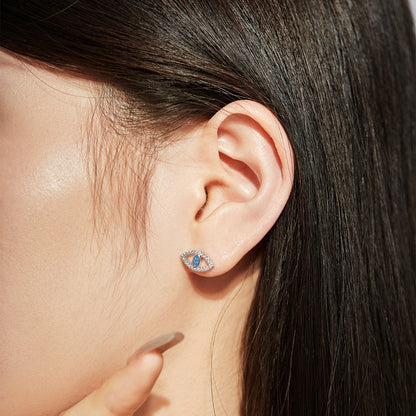 [Luxe Jewelry]Blue Devil Eyes Hollow Stud Earrings