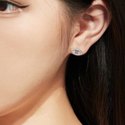 [Luxe Jewelry]Blue Devil Eyes Hollow Stud Earrings