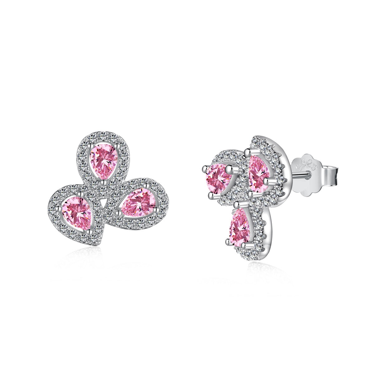 [Luxe Jewelry]Ornate Flower Shape Pear Cut Lover Earrings