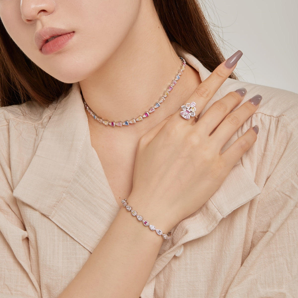 [Luxe Jewelry]Radiant Colorful Rainbow Necklace