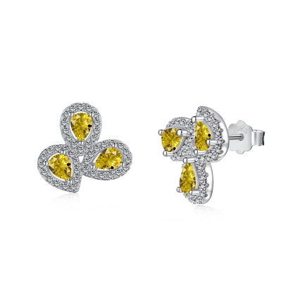 [Luxe Jewelry]Ornate Flower Shape Pear Cut Lover Earrings