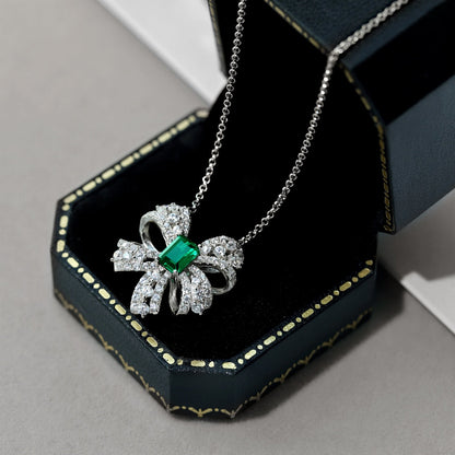 [Luxe Jewelry]Luxurious Flower Shape Emerald Cut Necklace